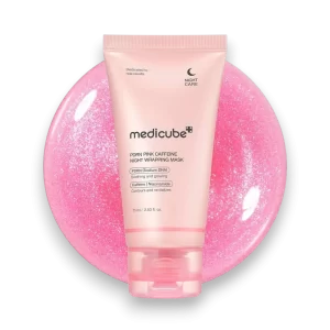 medicube PDRN Pink Caffeine Night Wrapping Mask naktinė kaukė su PDRN ir kofeinu